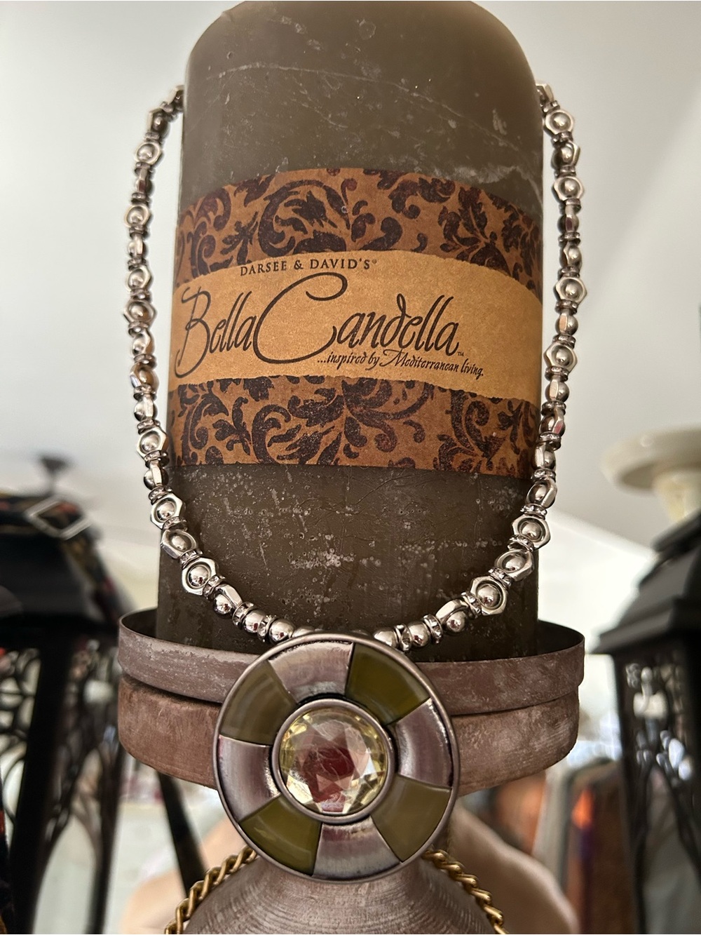 Bella Candella Olive and Silver Pendant Necklace by Darsee & David's